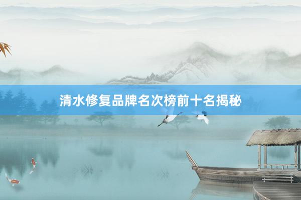 清水修复品牌名次榜前十名揭秘